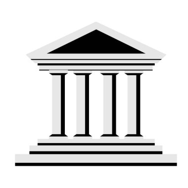Yunan tapınağı illüstrasyon. Banka simgesi. Düz stil tasarım. Beyaz arka plan üzerinde izole vektör çizim. Web sitesi sayfası ve mobil uygulaması