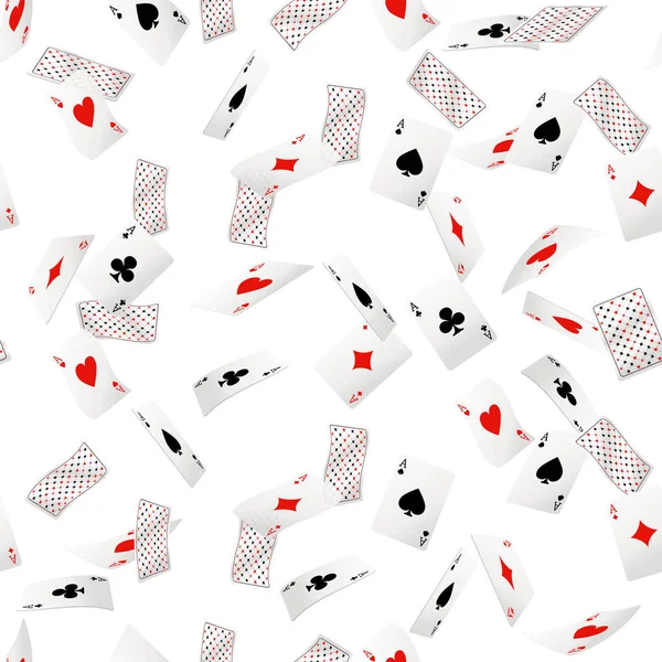 Modèle sans couture de cartes à jouer d'as. Chute des cartes à jouer. Design au dos. Illustration vectorielle sur fond blanc. Page du site Web et conception d'applications mobiles — Image vectorielle