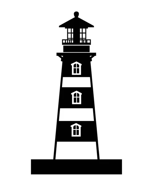 Silhouette noire. Bâtiment du phare. Style design plat. Illustration vectorielle isolée sur fond blanc — Image vectorielle