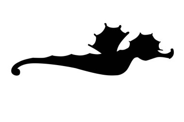 Siyah siluet sevimli deniz atı çizgi film deniz hayvanı tasarımı düz vektör çizimi beyaz arka planda izole