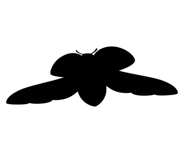 Svart silhuett nyckelpiga med öppet skal och vingar flyger skalbagge tecknad bugg design platt vektor illustration isolerad på vit bakgrund — Stock vektor