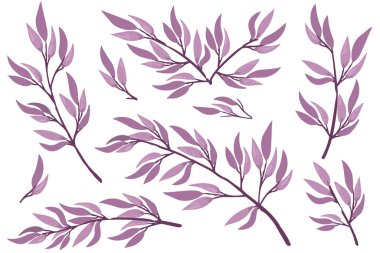 El çizimi ağaç dalları ve yapraklar botanik çiçekleri. Çiçek el çizimi İskandinav tarzı sanat tasarımı element düz vektör çizimi.