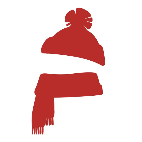 Зимний теплый комплект шарфа и шляпы плоская векторная иллюстрация на белом фоне — стоковый вектор