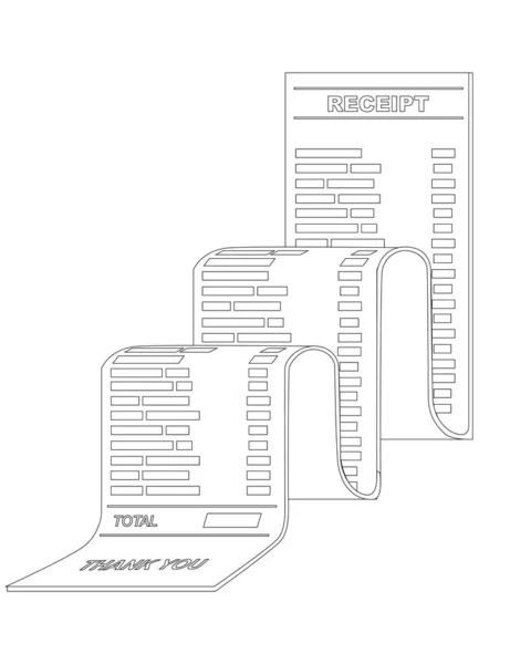 Icono largo recibo factura plana vector ilustración aislado sobre fondo blanco — Vector de stock