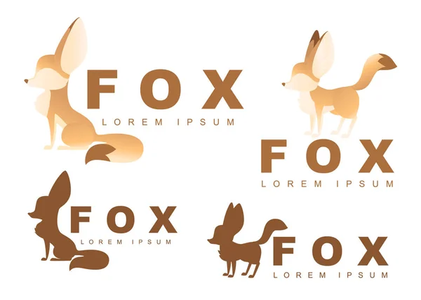 Fox Silhouette Logo-Set mit Titel flache Vektor-Illustration isoliert auf weißem Hintergrund kreatives Logo-Design für Website — Stockvektor