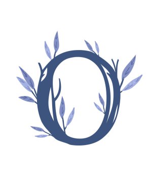 El yazısı, yapraklı ağaç dalları, bitkisel çiçekler, çiçekli el, İskandinav tarzı sanat tasarımı, düz vektör çizimi..