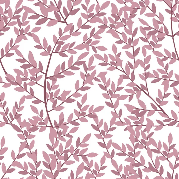 无缝图案手绘树枝树叶植物花手绘丑闻鸟类风格艺术设计元素平面矢量图解 — 图库矢量图片
