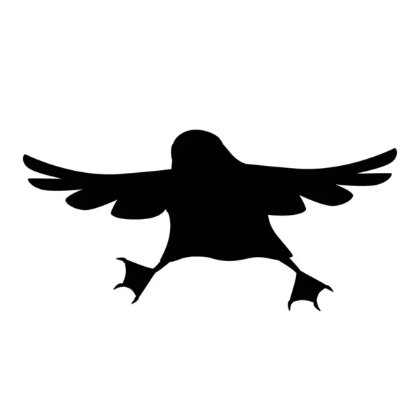 Nero Silhouette Atlantica Puffin Uccello Cartone Animato Animale Disegno Piatto — Vettoriale Stock