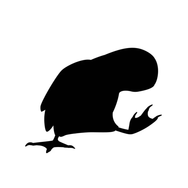 Preto Silhueta Atlântico Puffin Pássaro Desenho Animado Animal Design Plana — Vetor de Stock