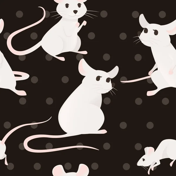 Modèle Sans Couture Souris Dessin Animé Mignon Petite Souris Blanche — Image vectorielle