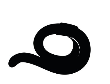 Siyah siluet solucan sürünen karikatür solucan tasarımı düz vektör çizimi beyaz zemin üzerinde izole.