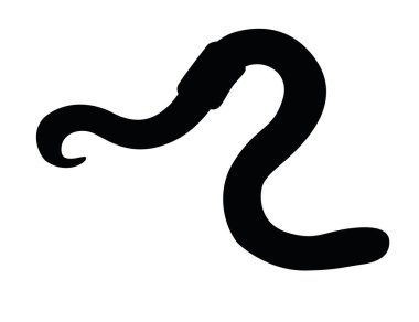 Siyah siluet solucan sürünen karikatür solucan tasarımı düz vektör çizimi beyaz zemin üzerinde izole.