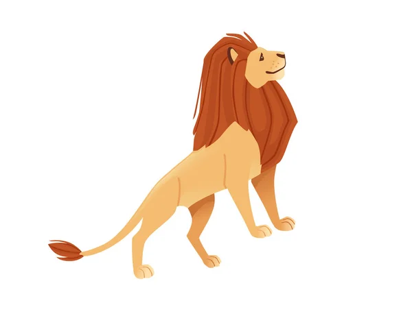 Fiers Puissant Personnage Lion Mignon Dessin Animé Style Animal Design — Image vectorielle