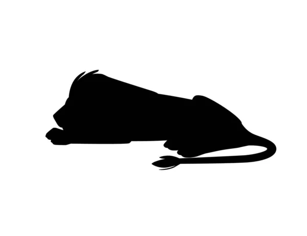 Silhouette Noire Fier Puissant Lion Mignon Trouve Sur Terrain Personnage — Image vectorielle