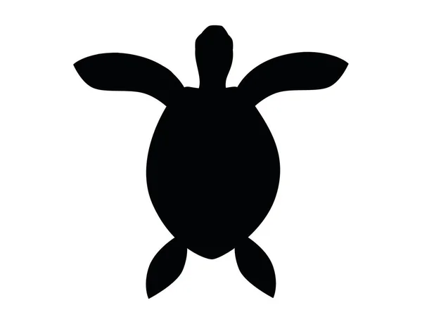 Черный Силуэт Большой Морской Черепахи Мультфильм Милый Дизайн Животных Океан — стоковый вектор