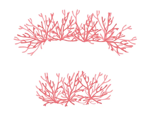 Розовый цвет водорослей подводные океанские растения морских коралловых элементов плоские векторные иллюстрации на белом фоне — стоковый вектор