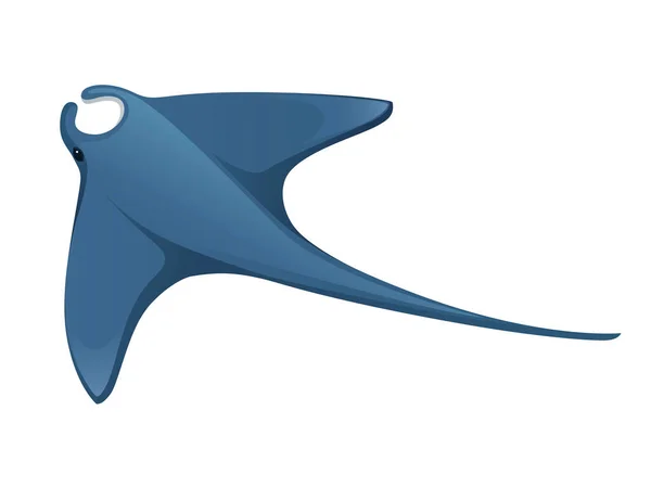 Raio Manta Animal Gigante Subaquático Com Asas Desenho Simples Personagem — Vetor de Stock