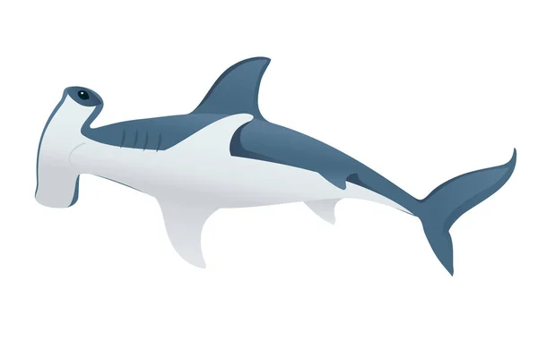 Hammerhai Unterwasser Riesen Tier Einfach Cartoon Charakter Design Flache Vektor — Stockvektor
