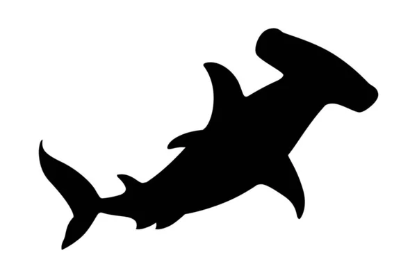 Tubarão Martelo Silhueta Preto Subaquático Gigante Animal Desenho Simples Personagem —  Vetores de Stock