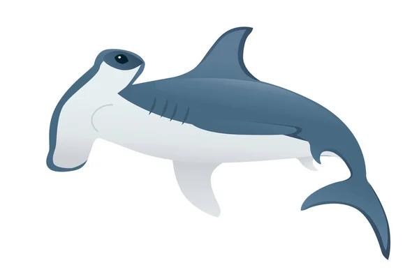Tubarão Martelo Subaquático Gigante Animal Desenho Simples Personagem Desenho Desenho — Vetor de Stock