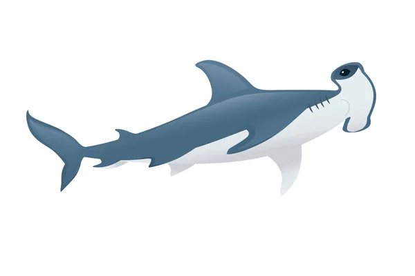 Requin Marteau Animal Géant Sous Marin Dessin Animé Simple Dessin — Image vectorielle