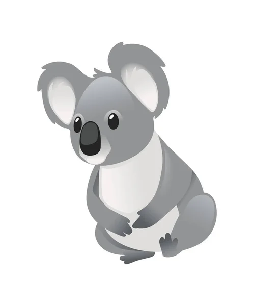 Netter Grauer Koala Bär Sitzt Auf Dem Boden Und Freut — Stockvektor