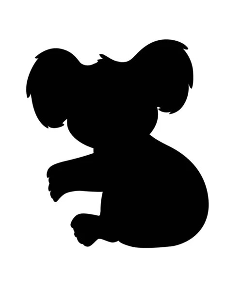 黑色的轮廓可爱的考拉熊坐在地上 看着你在白色背景上孤立的卡通动物设计平面矢量图解 — 图库矢量图片