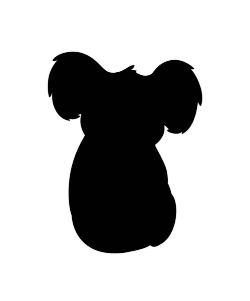 黑色的轮廓可爱的考拉熊坐在地上 看着你在白色背景上孤立的卡通动物设计平面矢量图解 — 图库矢量图片