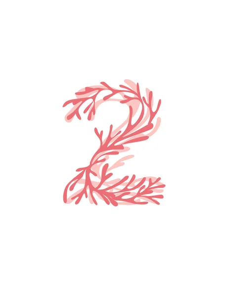 二号粉红色海藻水底植物海珊瑚元素平面矢量白底图解 — 图库矢量图片