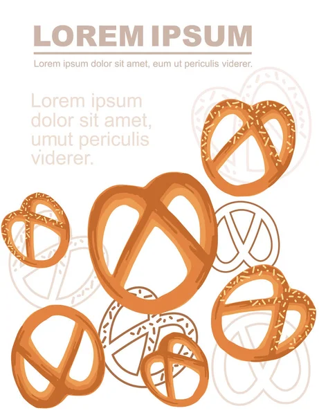 Diseño Volante Publicitario Con Productos Pretzel Panadería Para Panadería Ilustración — Vector de stock