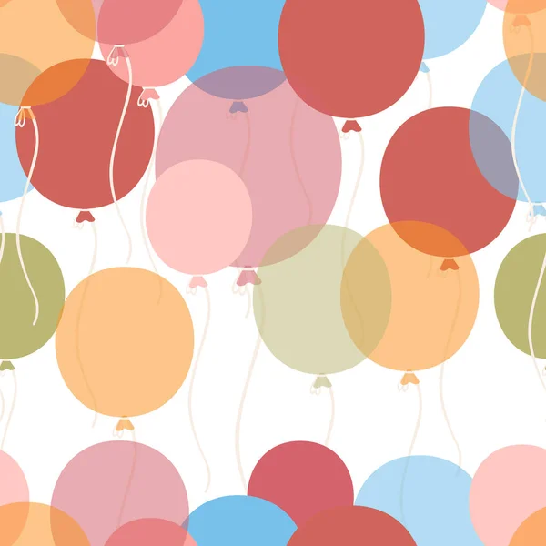 Naadloos Patroon Met Verjaardagsballonnen Platte Vector Illustratie Witte Achtergrond — Stockvector
