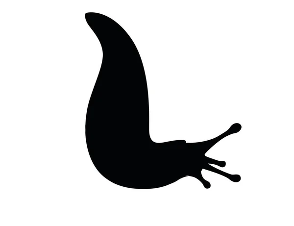 Silhouette noire limace dessin animé animal design plat vecteur illustration isolé sur fond blanc — Image vectorielle