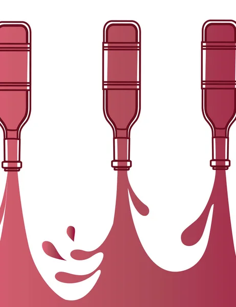 Diseño de volante publicitario con vino tinto vertido de botella de vidrio esquema abstracto estilo ilustración vectorial plana sobre fondo blanco — Vector de stock