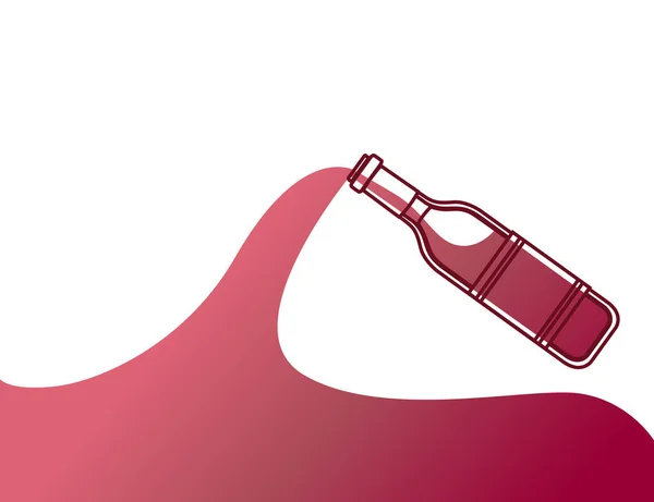 Werbeflyer-Design mit einschenkendem Rotwein aus Glasflasche abstrakte Umrisse Stil flache Vektorillustration auf weißem Hintergrund — Stockvektor