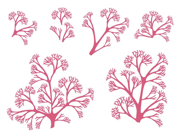 白を基調とした赤いサンゴの海草のシルエットのフラットベクトルイラスト — ストックベクタ