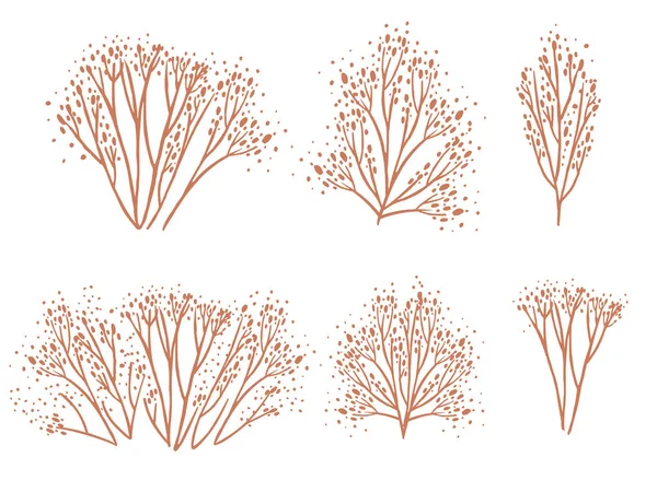 Набор Силуэтов Оранжевых Коралловых Водорослей Плоские Векторные Иллюстрации Изолированы Белом — стоковый вектор