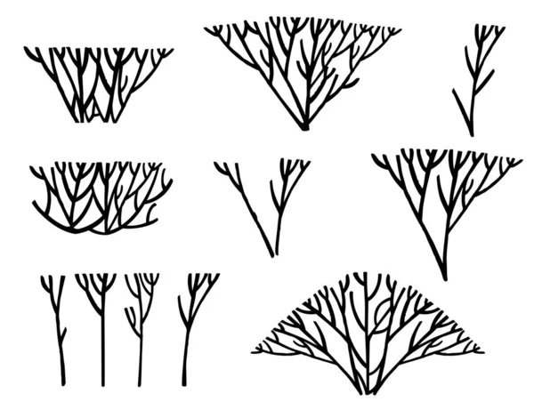 Ensemble Silhouettes Algues Coralliennes Noires Illustration Vectorielle Plate Isolée Sur — Image vectorielle