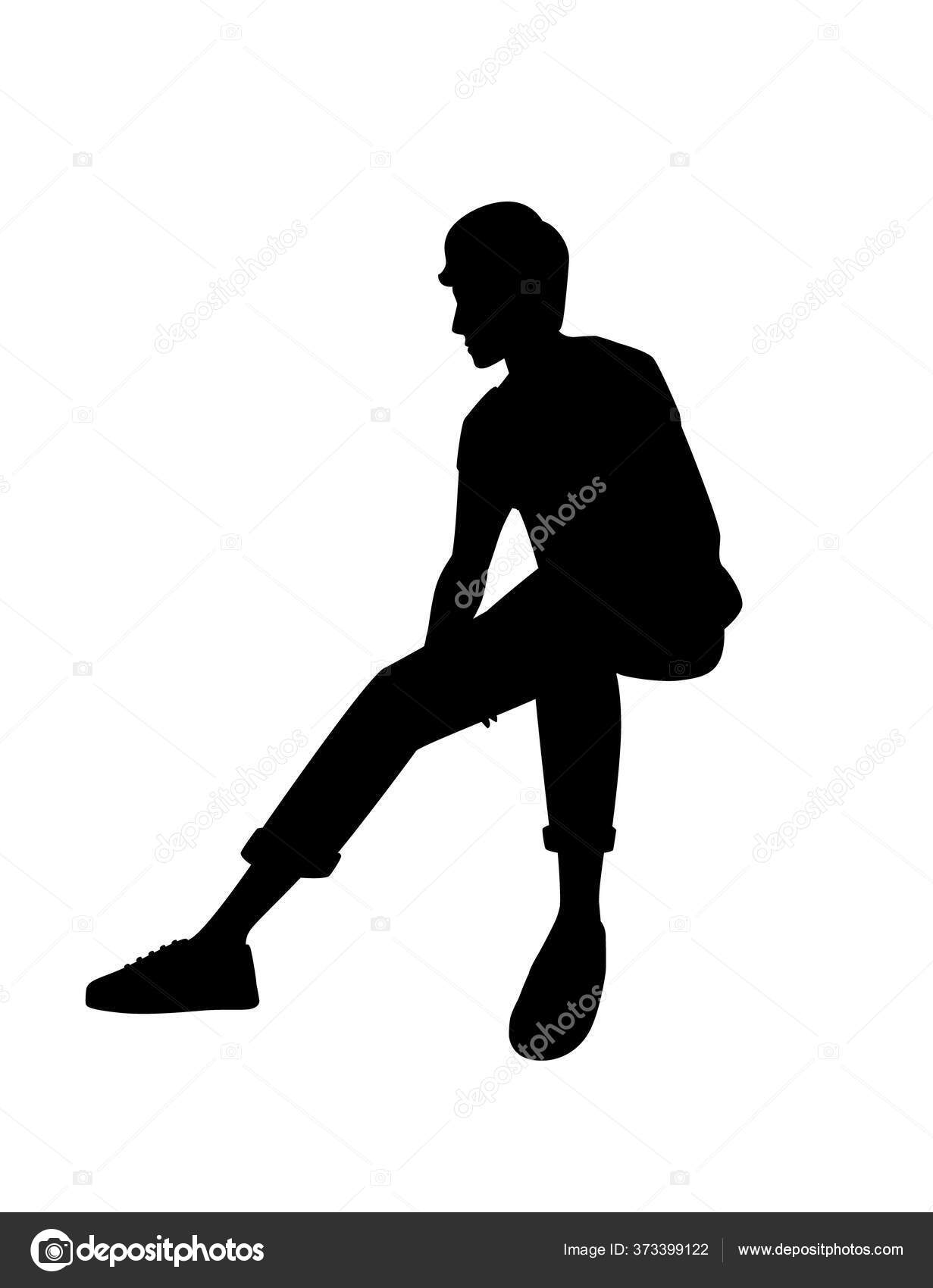 images Silhouette Homme Assis Dessin https fr depositphotos com 373399122 stock illustration black silhouette cute young man html