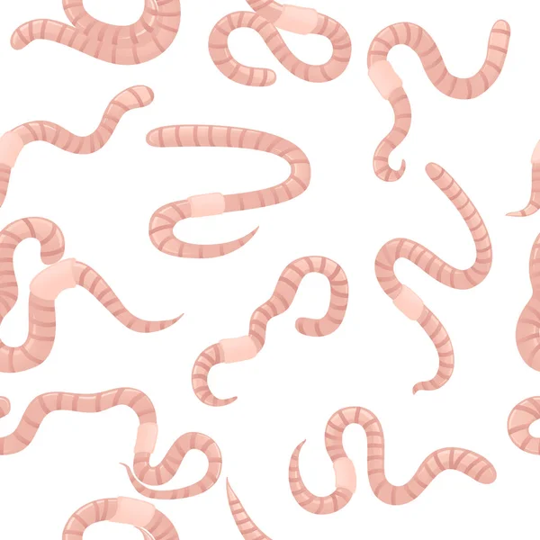 Naadloos Patroon Van Regenworm Kruipen Cartoon Worm Ontwerp Platte Vector — Stockvector