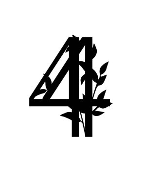 4 numaralı siyah siluet beyaz arkaplanda izole edilmiş eko yazı tipi düz vektör çizimi bırakıyor.