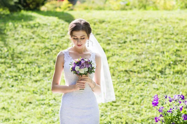 Gentle, sensual portrait of very beautiful bride — Stock Photo, Image