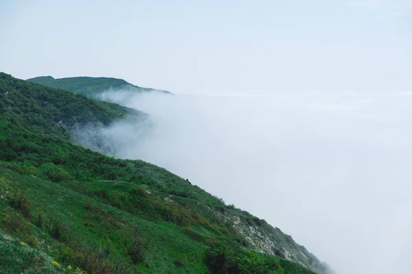 Montañas en la niebla en primavera . — Foto de Stock