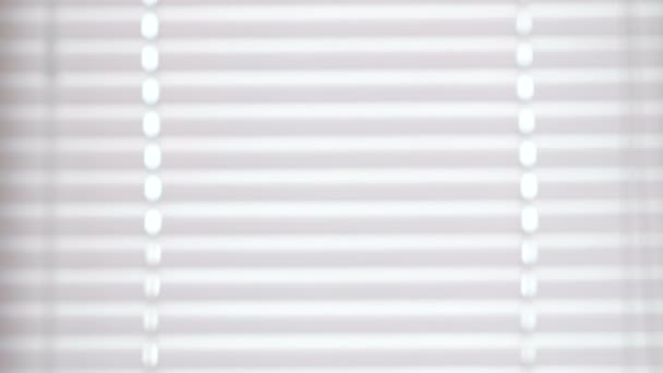Jaloezieën van witte kleur textuur op het venster. Vervagen. — Stockvideo