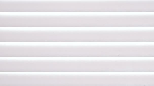 Jalousien weißer Farbtextur am Fenster. Nahaufnahme. — Stockvideo