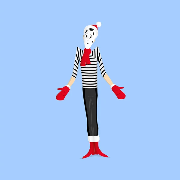 Winter Mime rendimiento caminando por la línea — Vector de stock