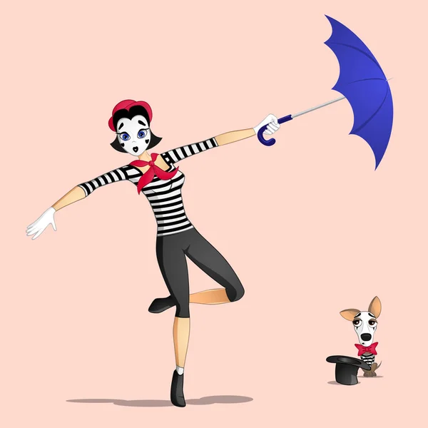 Girl mime performance — Stock Vector