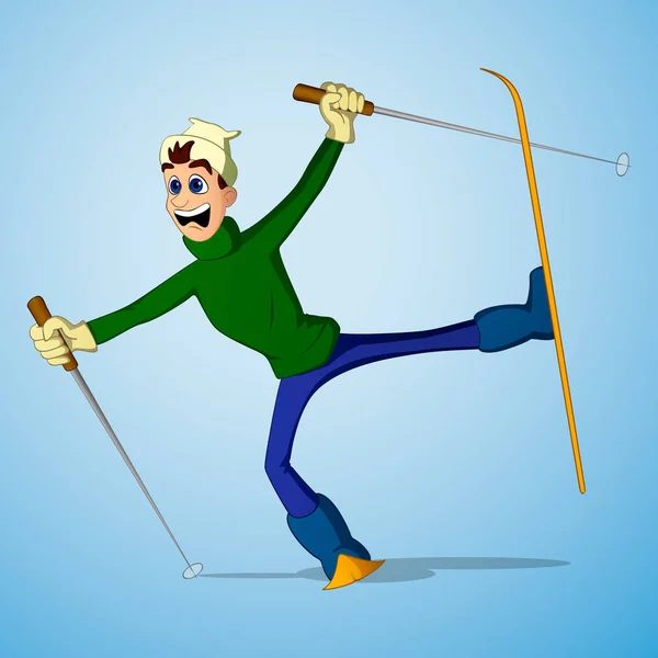 Jeune homme tombant en ski — Image vectorielle