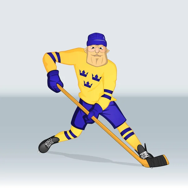 Equipo de hockey sobre hielo jugador sueco — Vector de stock