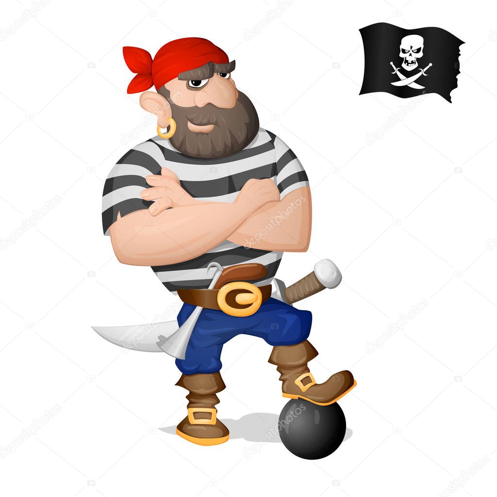 A pirate standing with cannon core