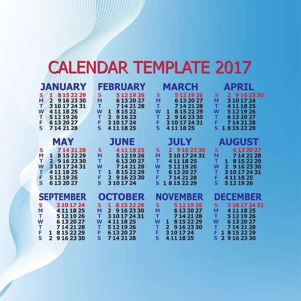 Calendario 2017 sobre un fondo abstracto — Vector de stock